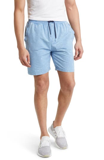 Stone Rose Acid Wash Fleece Shorts In Light Blue