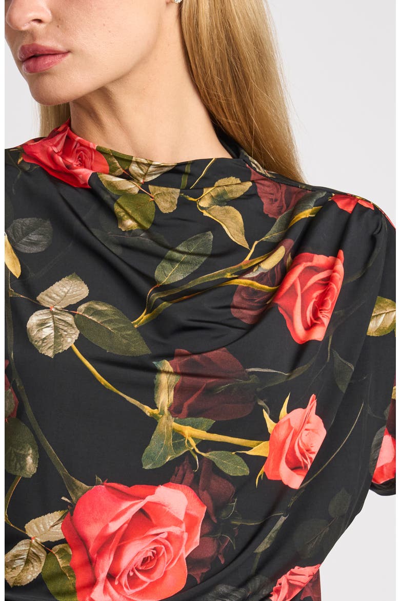 Valentina Rose Draped Neck Top, Alternate, color, RICH BLACK