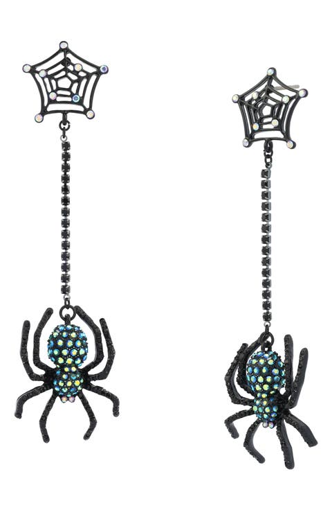 Spider Web Linear Drop Earrings
