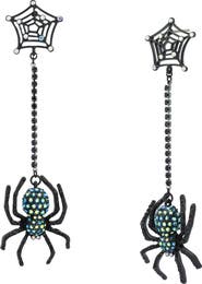 Betsey Johnson Spider Web Linear Drop Earrings