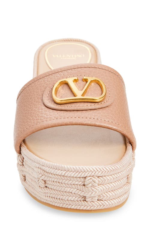 Valentino Garavani Vlogo Espadrille Platform Wedge Slide Sandal In Rose Cannelle