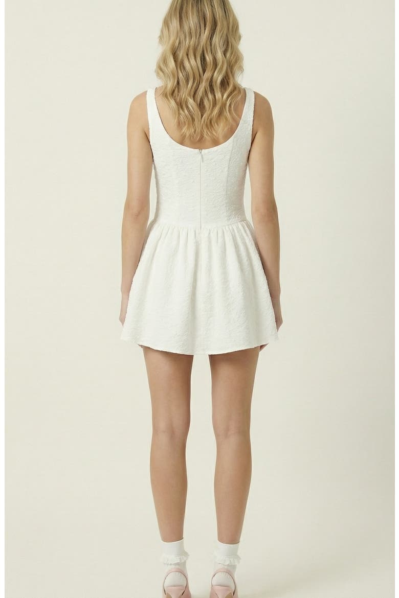 Textured Sleeveless Drop Waist Mini Dress, Alternate, color, White