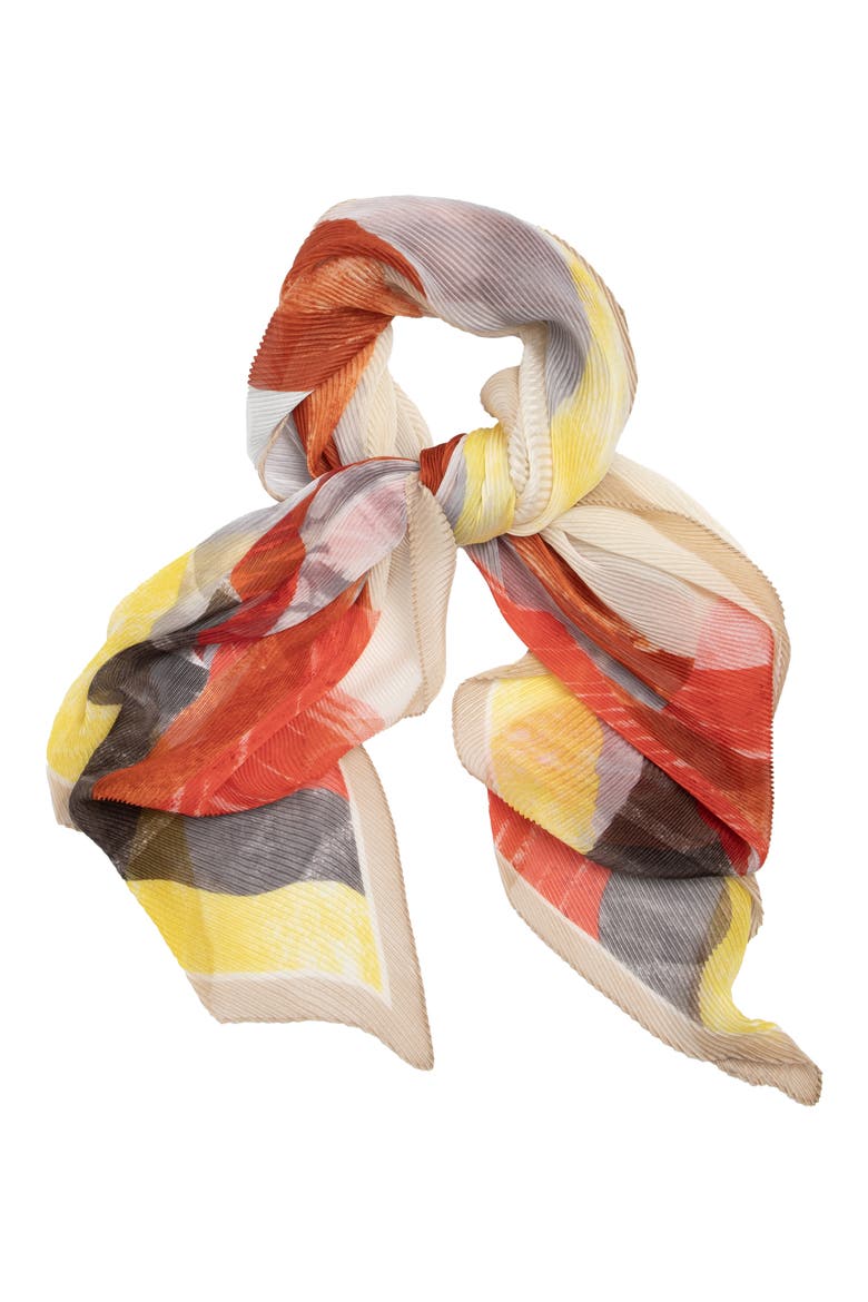Pleated Abstract Print Scarf, Main, color, MULTI