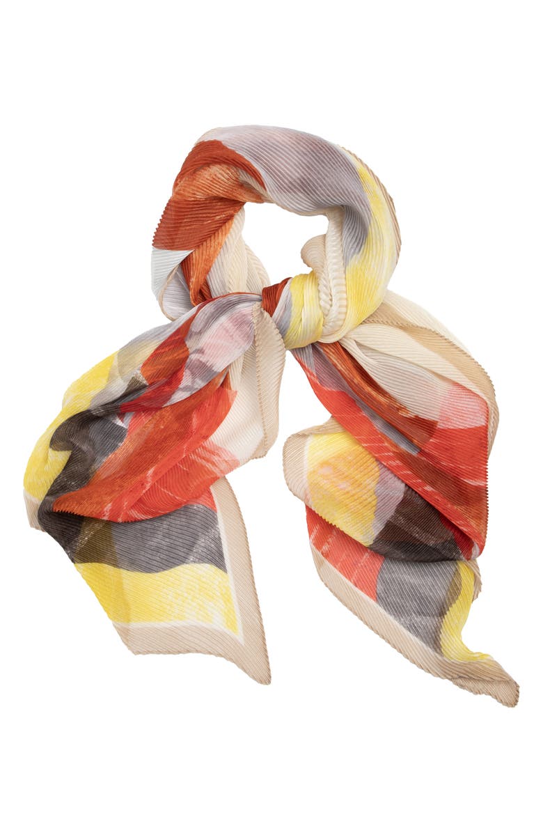 SAACHI Pleated Abstract Print Scarf, Main, color, Multi