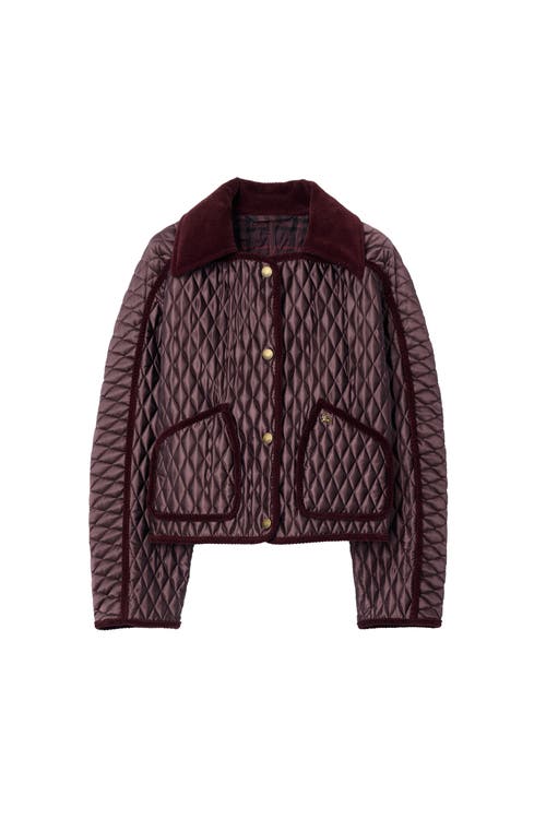 Burberry Floriston Corduroy-trim Quilted Barn Jacket In Brown