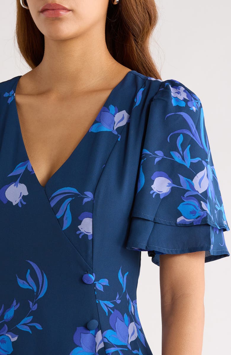 SUGARLIPS Niva Floral Rivane Minidress, Alternate, color, Navy-Blues