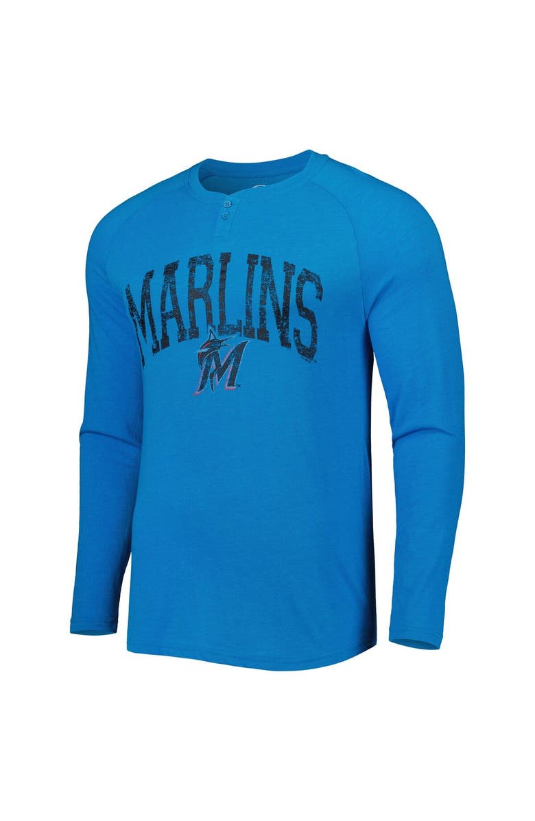 CONCEPTS SPORT Men's Concepts Sport Blue Miami Marlins Inertia Raglan Long Sleeve Henley T-Shirt, Alternate, color, 