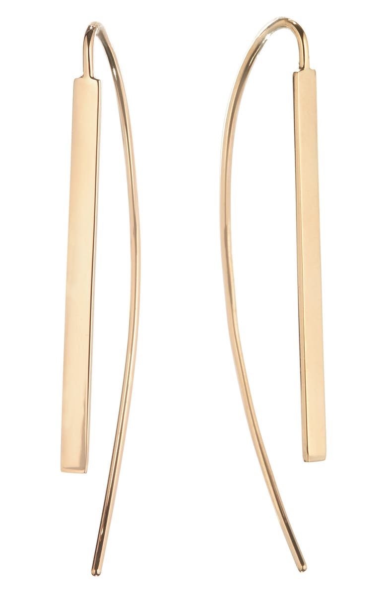 LANA Jewelry Small Flat Bar Hooked On Hoop Earrings, Main, color,