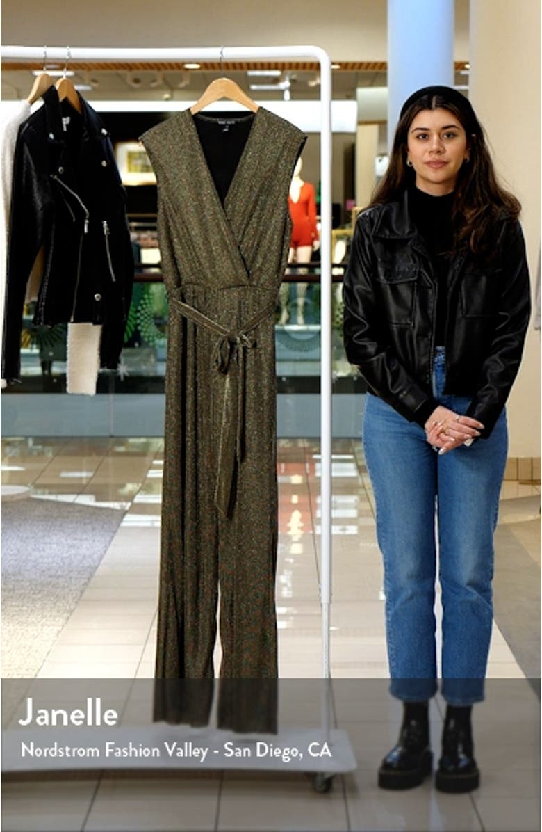 Metallic Straight Leg Plissé Jumpsuit, sales video thumbnail