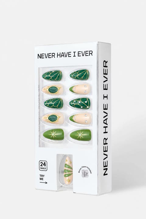 Green Butterfly Almond Press On Nails