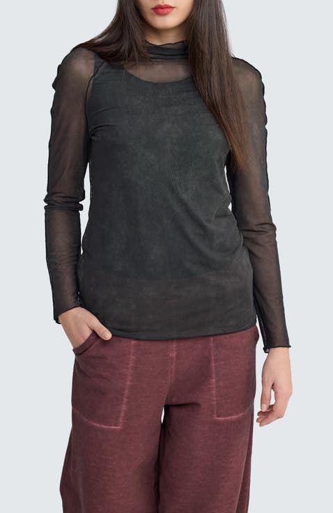 Neva Turtleneck Mesh Blouse