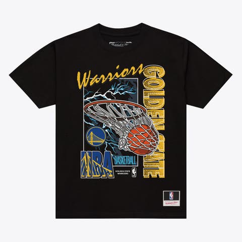 Men's Mitchell & Ness Black Golden State Warriors Lightning Swish T-Shirt