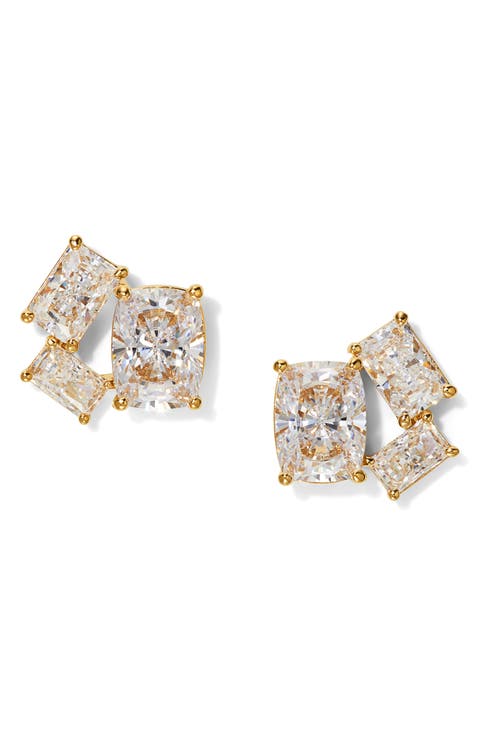 Northern Lights Cubic Zirconia Cluster Stud Earrings