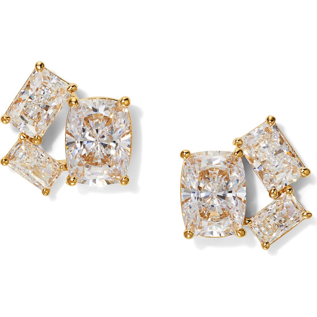 Nadri Northern Lights Cubic Zirconia Cluster Stud Earrings in Gold