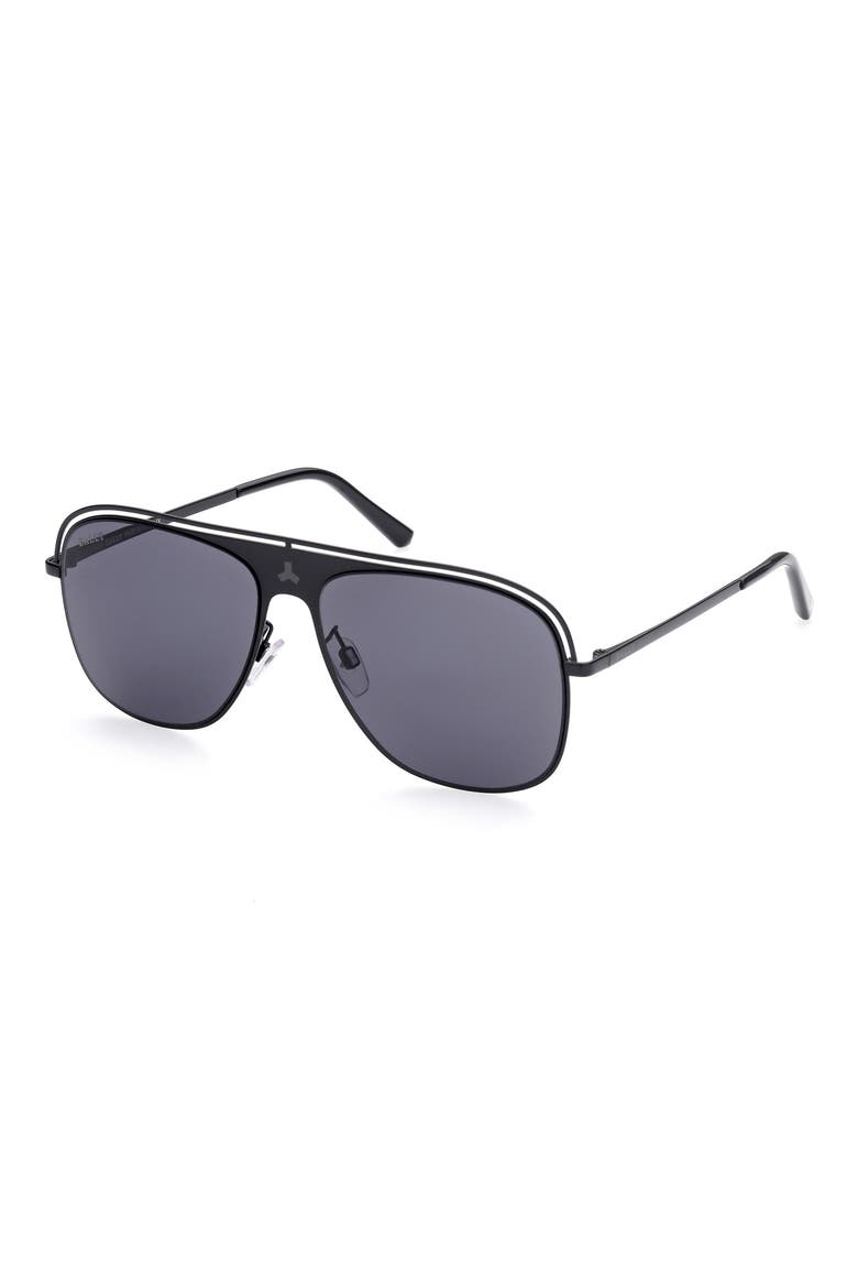 58mm Navigator Sunglasses, Main, color, SHINY BLACK / BLUE