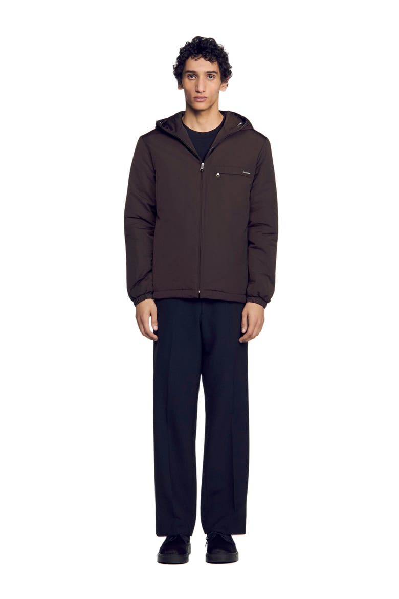 Hooded zip-up jacket, Main, color, Taupe / kaki