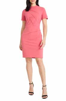 Maggy London Mock Neck Short Sleeve Sheath Dress