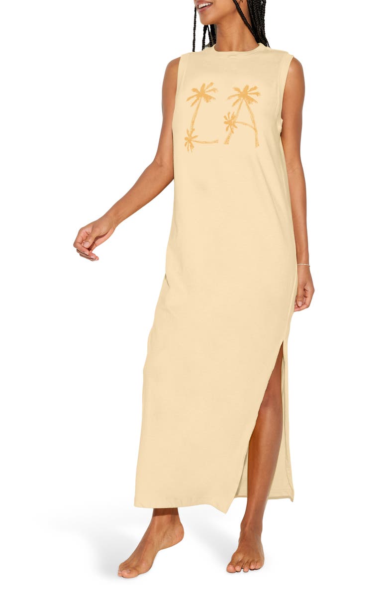 Spiritual Gangster LA Mullholland Cotton Maxi Dress, Main, color, Mellow Yellow