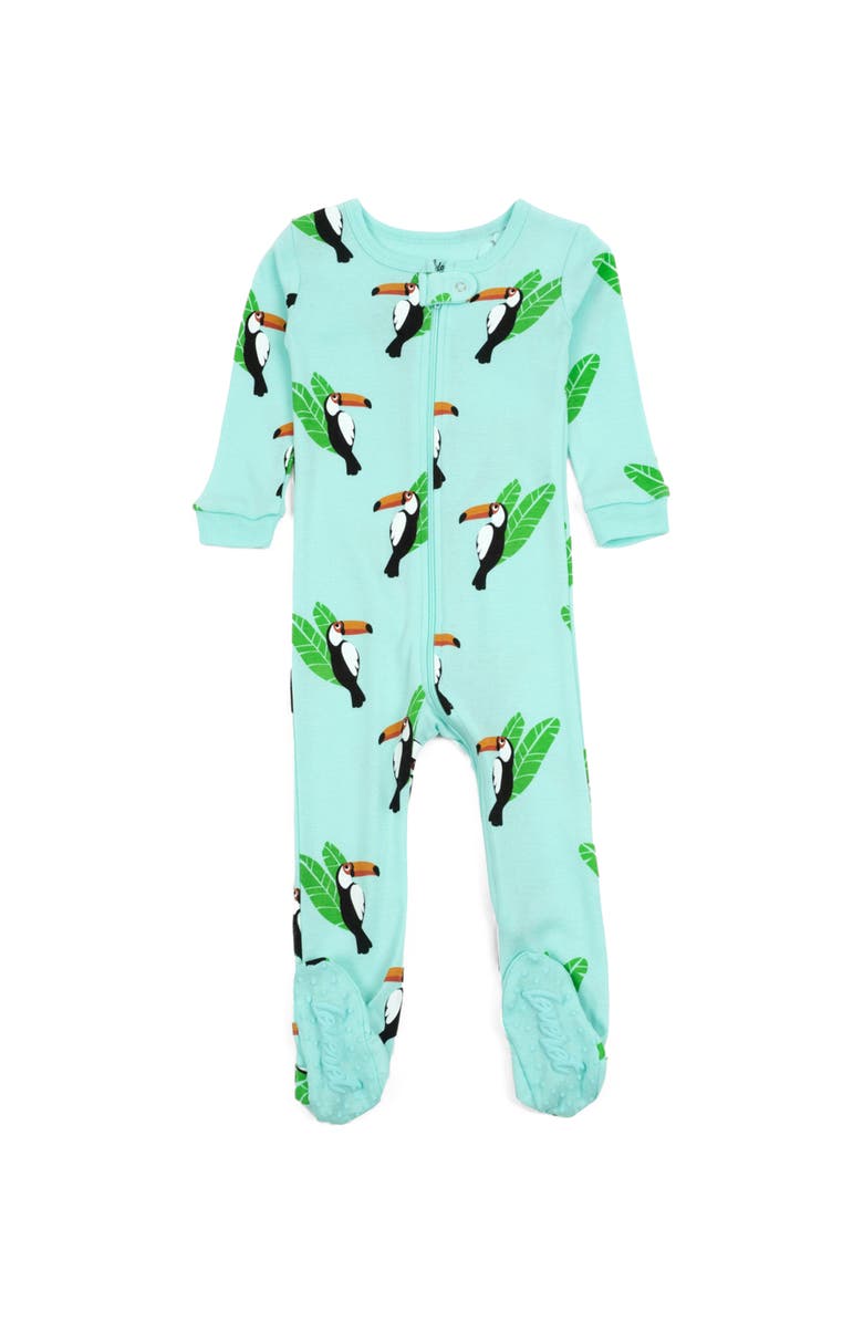 Leveret Footed Cotton Pajamas Matching Family Coordinated Animal Prints, Main, color, Toucan Bird