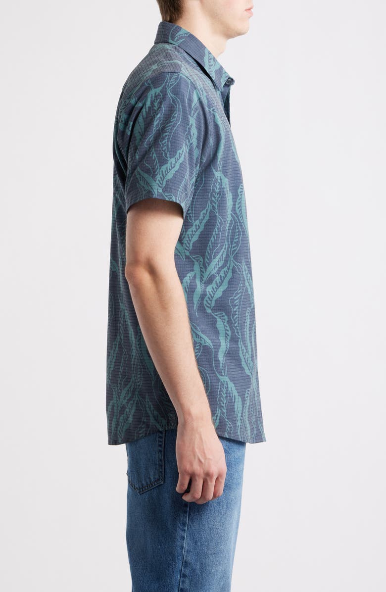 Rip Curl Sessions Aerotech Short Sleeve Performance Button-Up Shirt, Alternate, color, Dark Navy