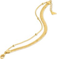 Sterling Forever Beaded Station & Snake Chain Bracelet