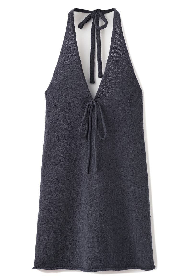 Bow Halter Minidress, Main, color, CHARCOAL