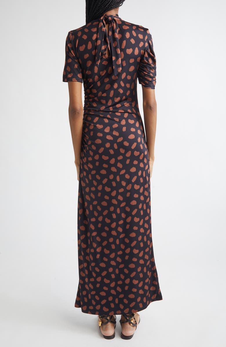 Johanna Ortiz Serene Print Ruched Jersey Safari Dress, Alternate, color, Black / Coffee
