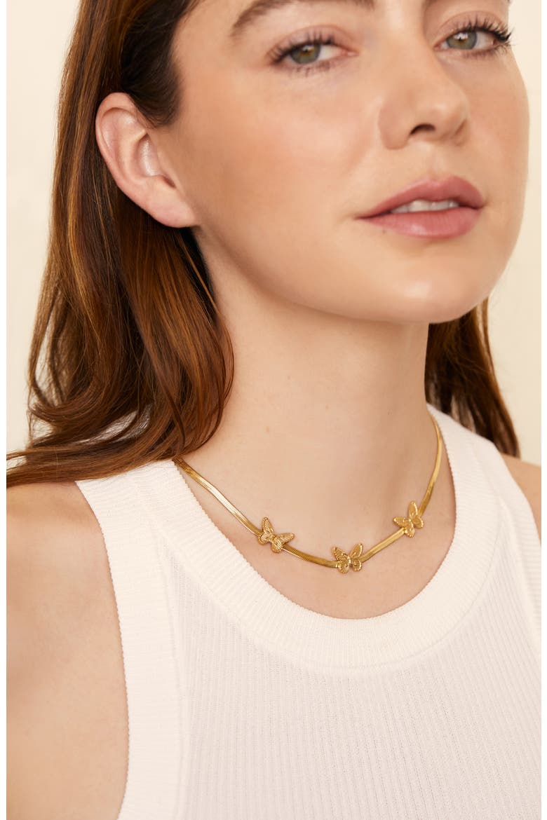 Emil Butterfly Charm Necklace, Alternate, color, GOLD