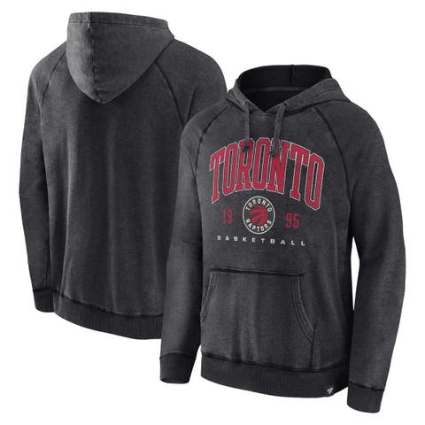 Men's Fanatics Branded Heather Charcoal Toronto Raptors Foul Trouble Snow Wash Raglan Pullover Hoodie
