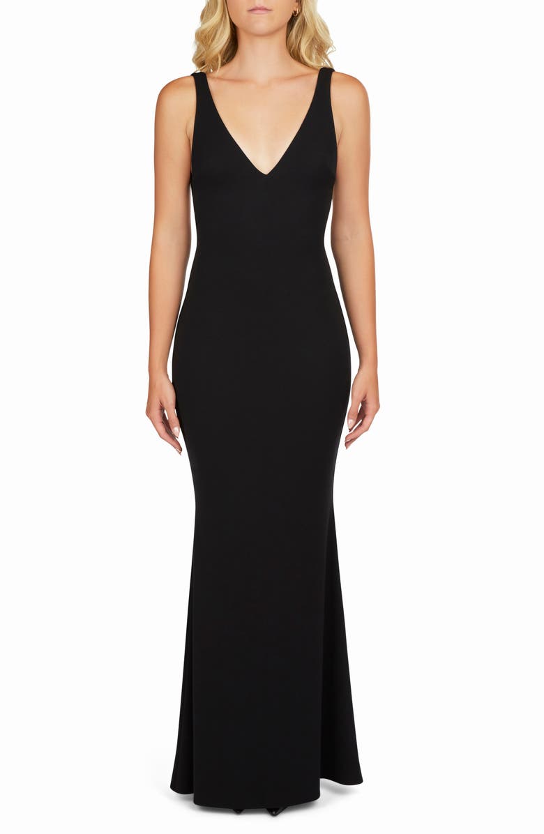 Katie May Tina Deep V-Neck Open Back Mermaid Gown, Main, color,
