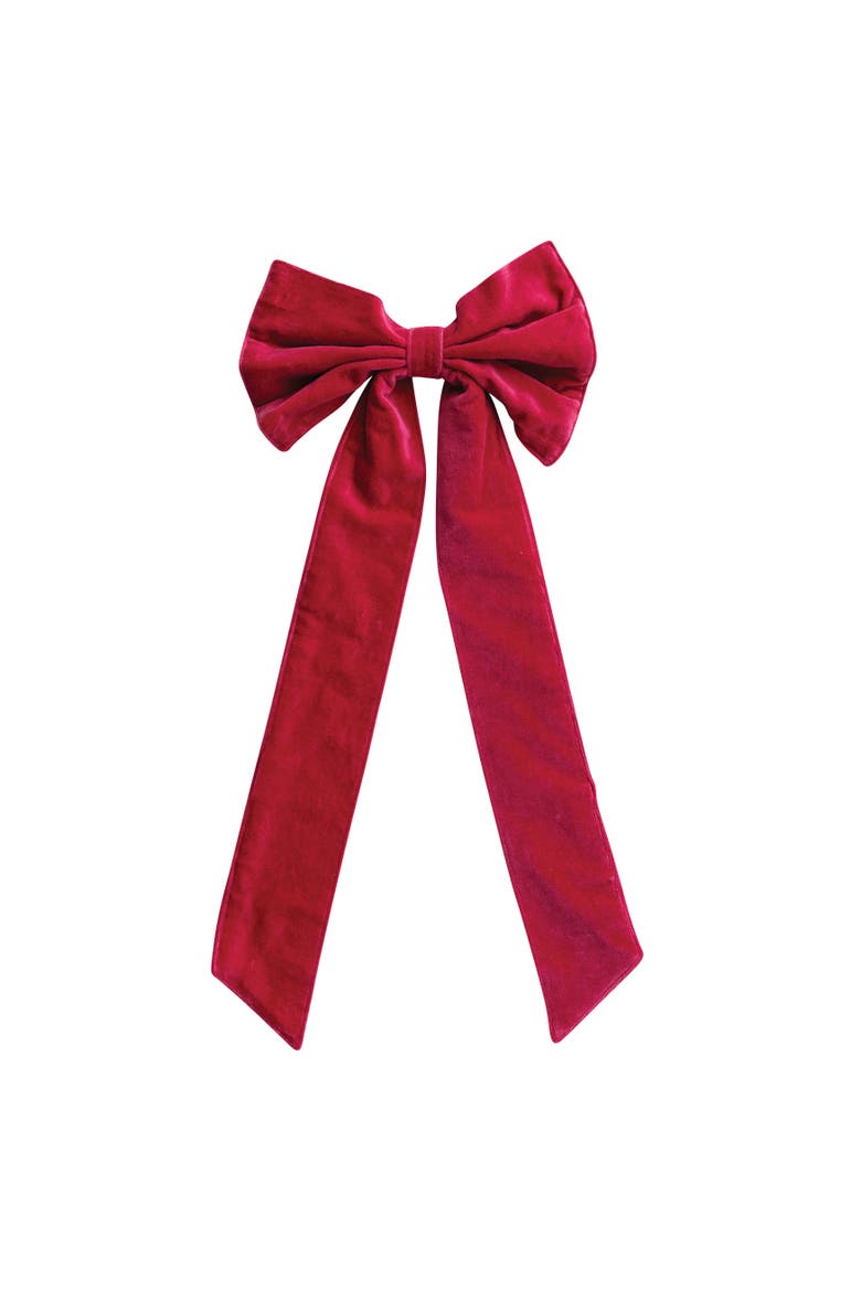 Cotton Velvet Bow with Iron Clip, Main, color, Fuchsia Color