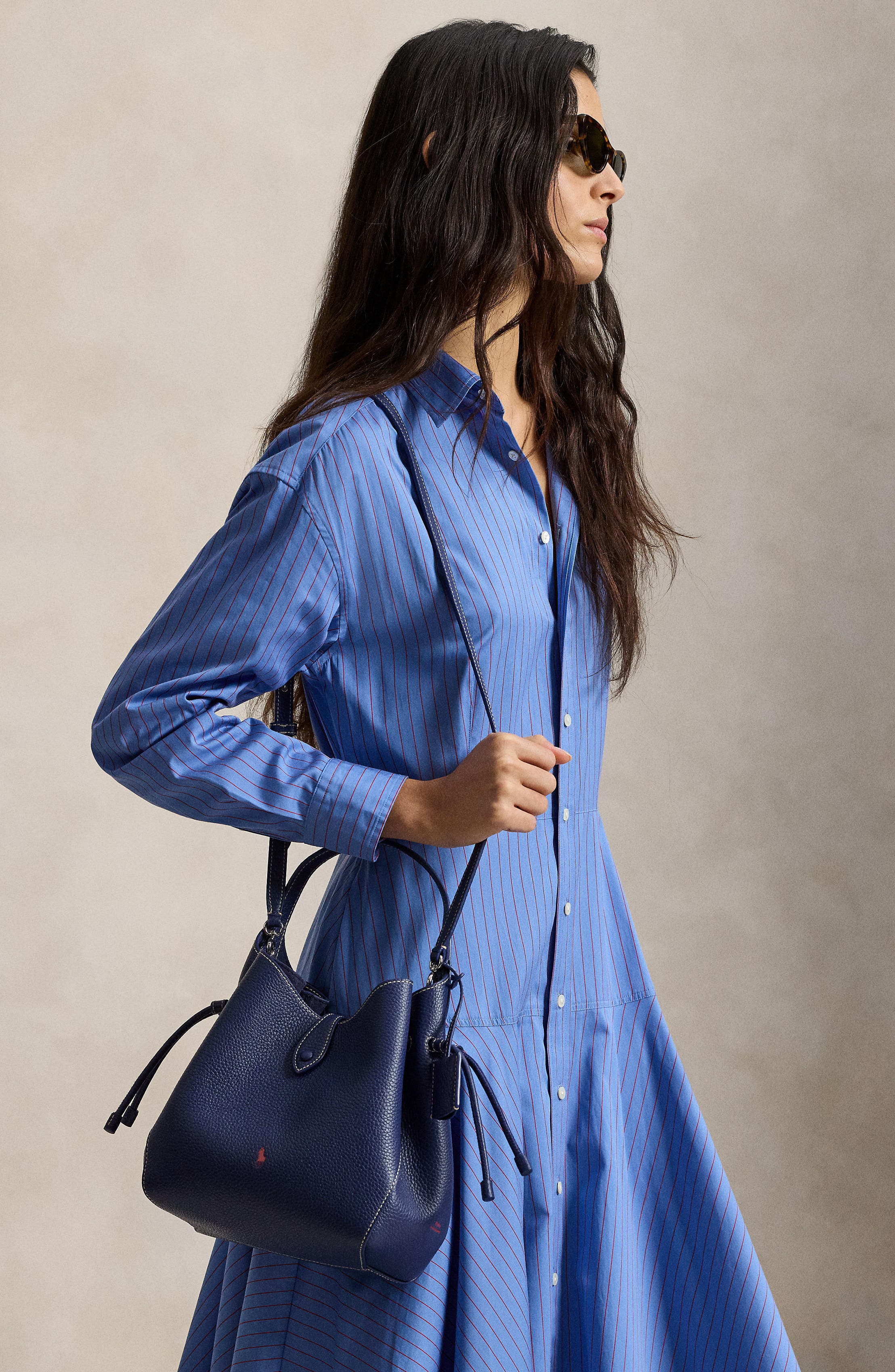 Polo Ralph Lauren Small Polo Play Pebble Leather Crossbody Tote, Alternate, color, Ink