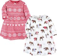 Hudson Baby Twin Pack Long-Sleeve Dress Bundle