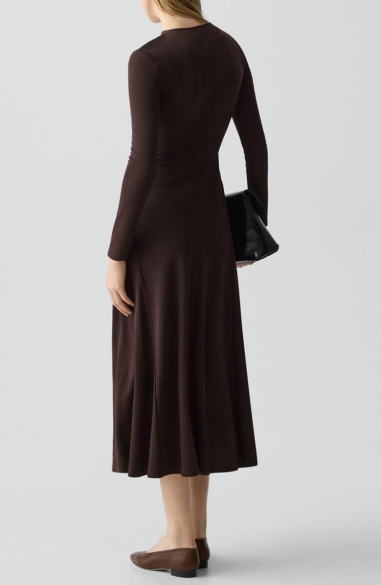 Theory Long Sleeve A-Line Midi Dress, Alternate, color, Cacao