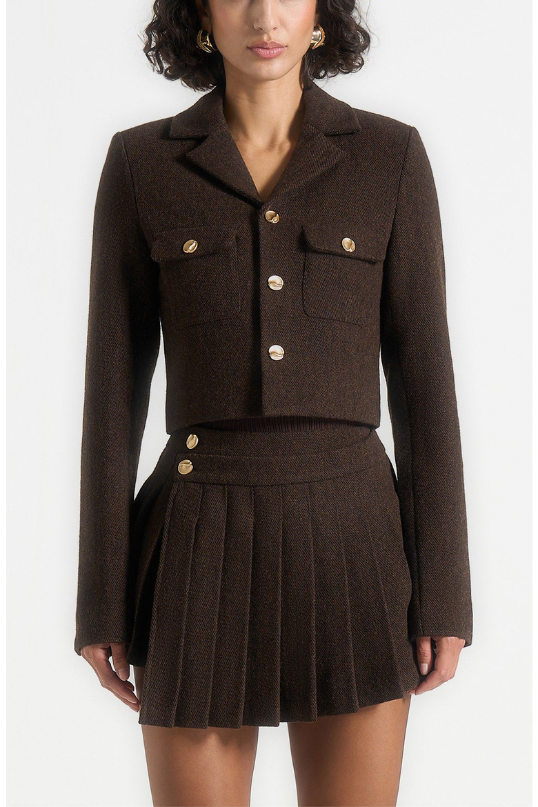 Daphina Tailored Wool Jacket, Alternate, color, Brown