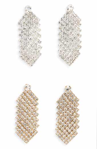 Set of 2 Crystal Mesh Drop Earrings