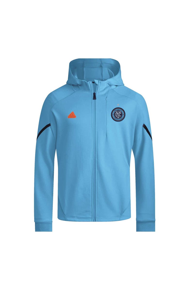 adidas Men's adidas Sky Blue New York City FC 2024 Anthem Travel Raglan Sleeve Full-Zip Jacket, Alternate, color, 