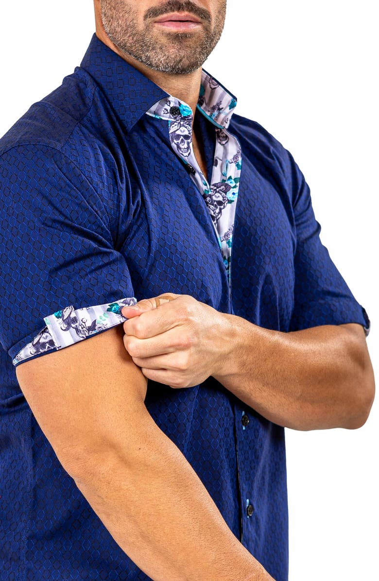 Maceoo Galileo Marthy Short Sleeve Cotton Button-Up Shirt, Alternate, color, 