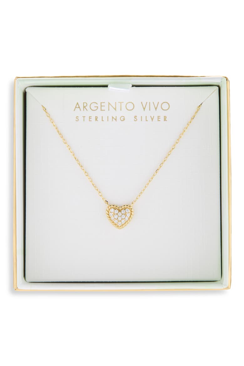 Pavé CZ Heart Pendant Necklace, Main, color, GOLD