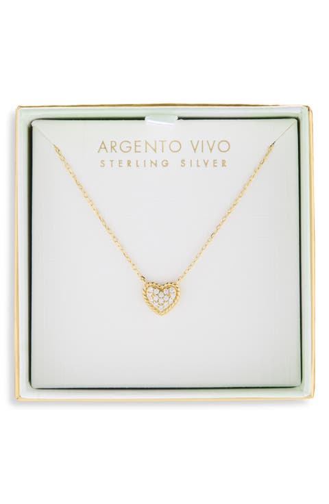 Pavé CZ Heart Pendant Necklace