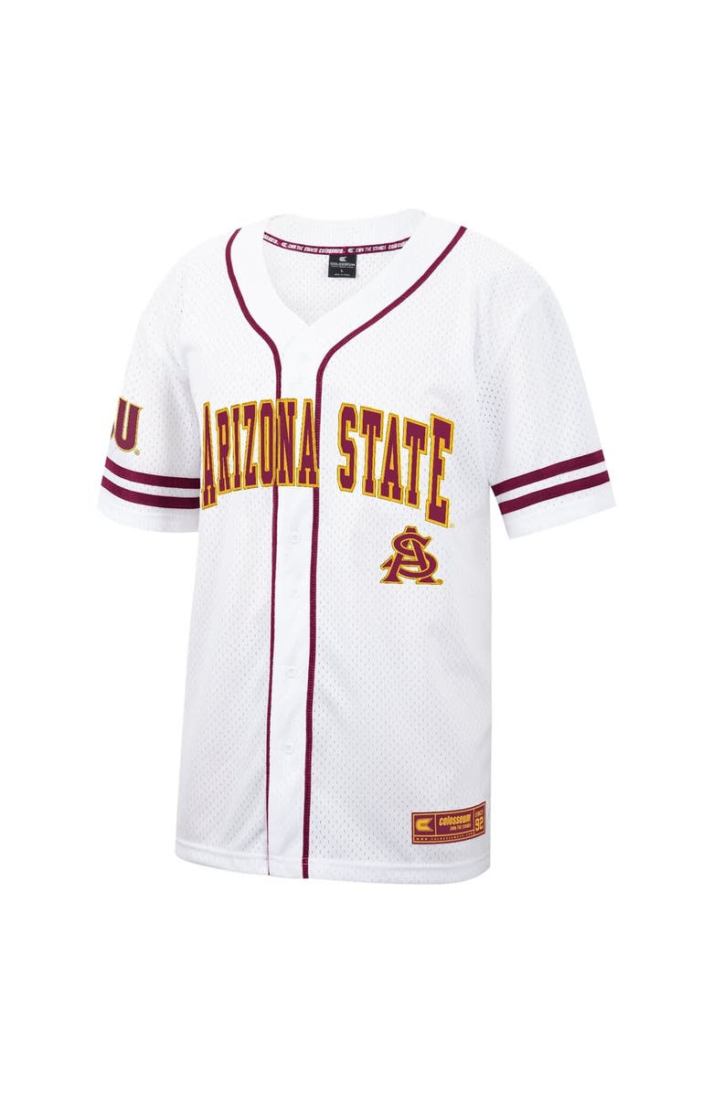 COLOSSEUM Men's Colosseum White Arizona State Sun Devils Free Spirited Mesh Button-Up Baseball Jersey, Alternate, color, 
