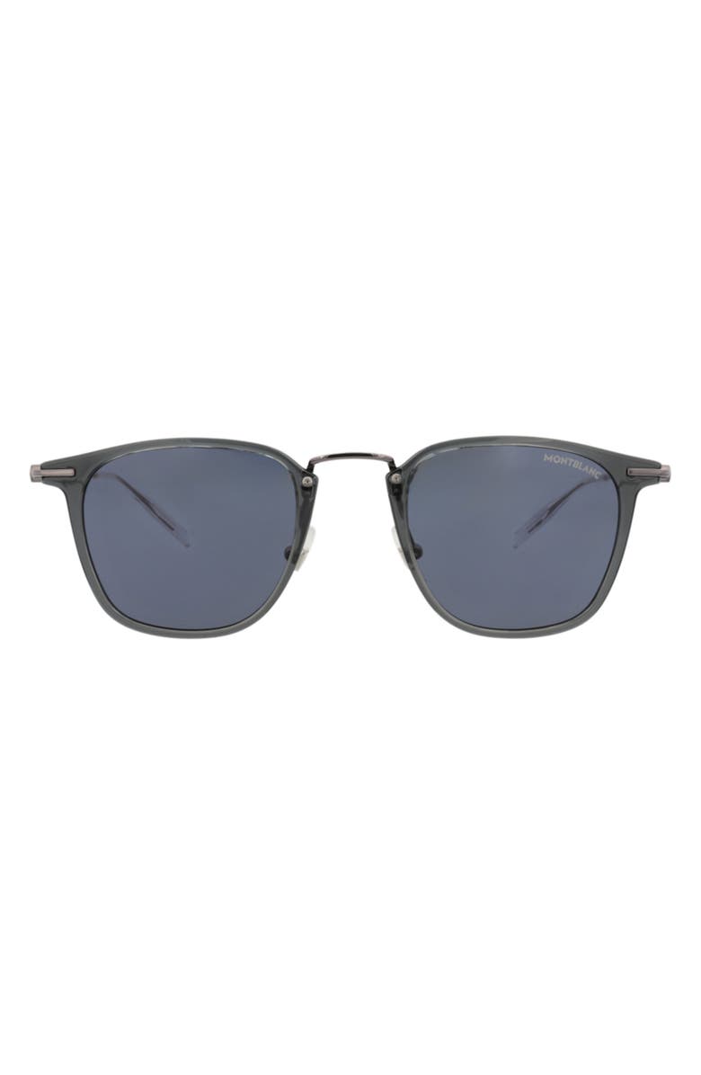 Montblanc 49mm Round Sunglasses, Main, color, Grey Ruthenium Blue