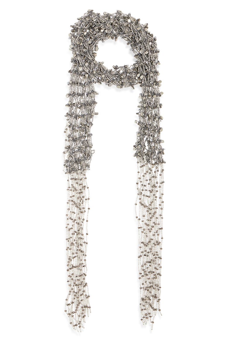 Mesh Scarf Necklace, Main, color, 952 SILVER