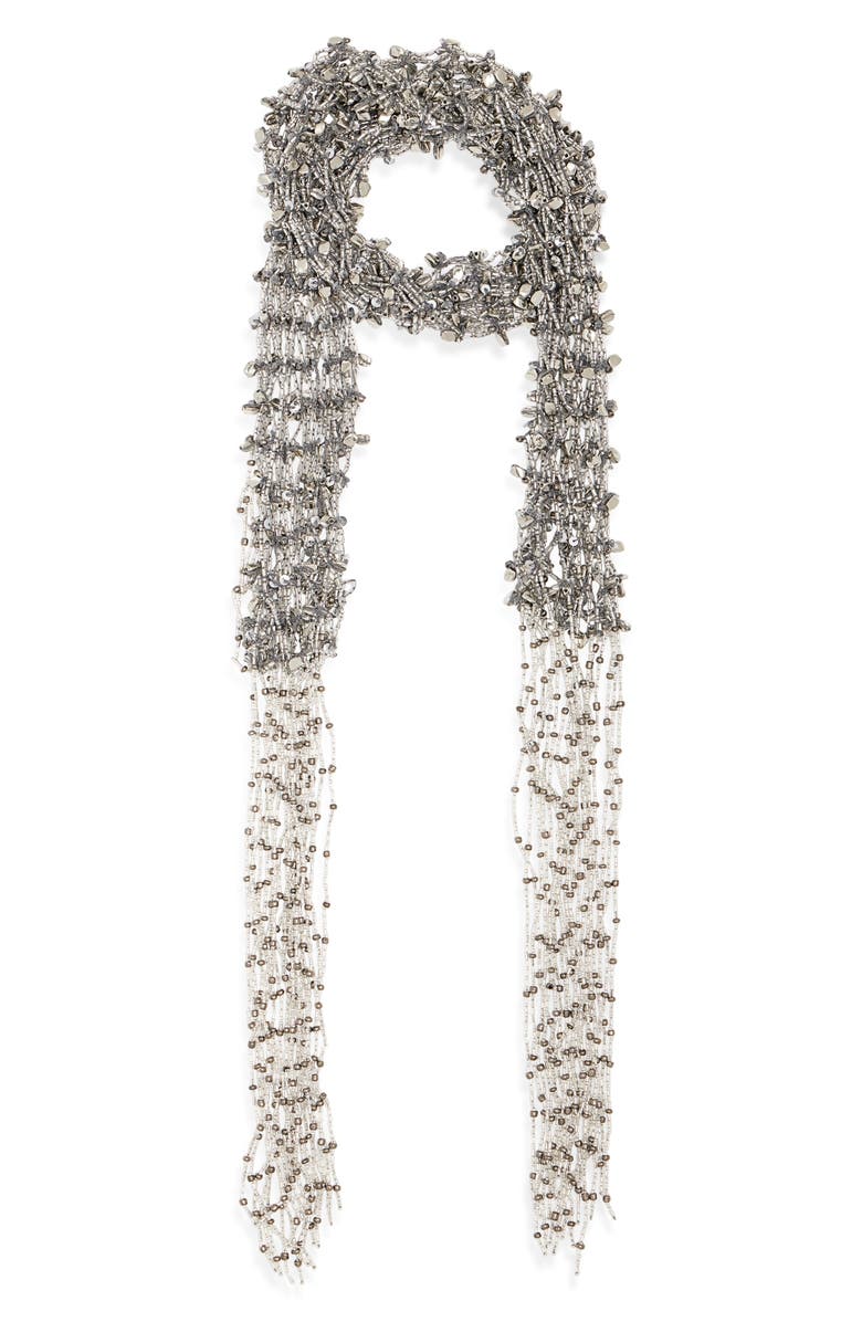 Dries Van Noten Mesh Scarf Necklace, Main, color, 952 Silver