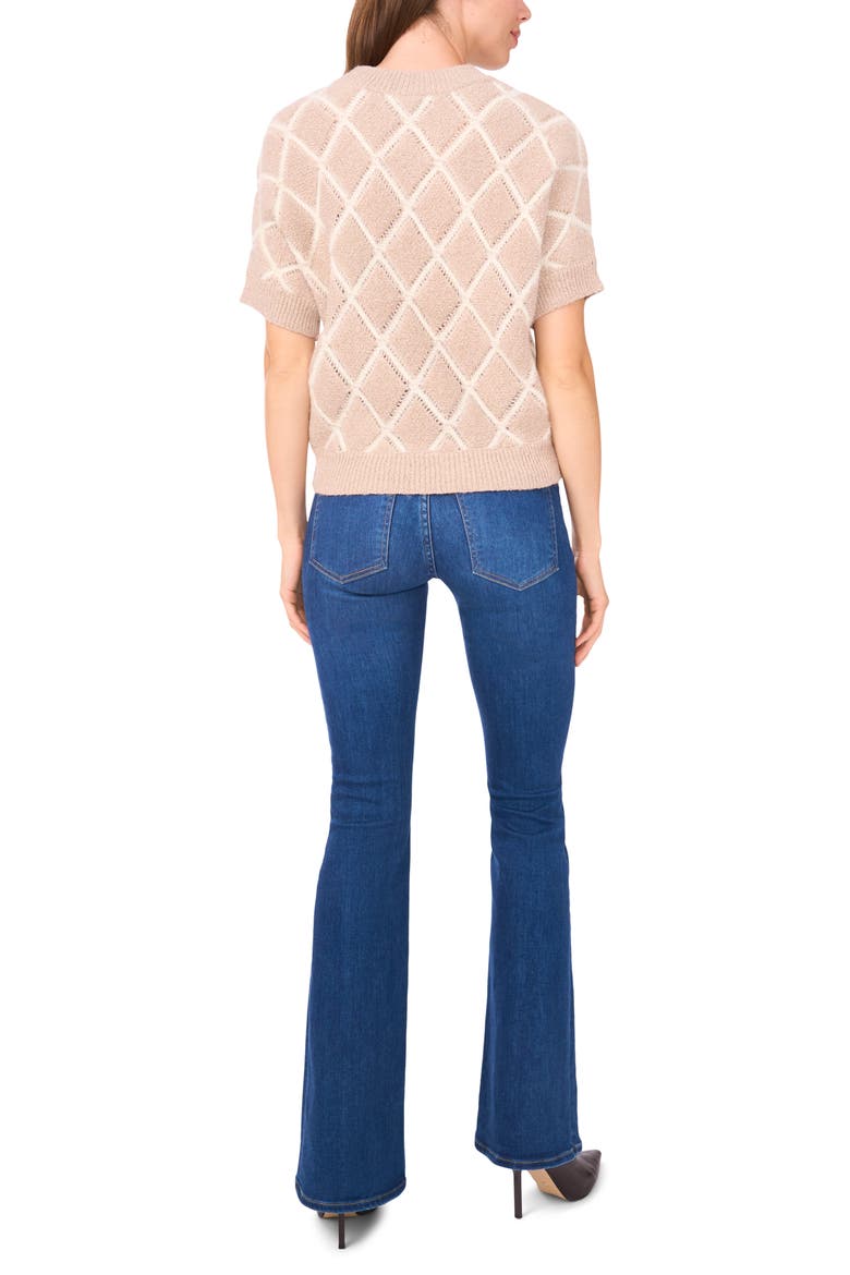 Short Sleeve Diamond Stitch Sweater, Alternate, color, OAK TAUPE