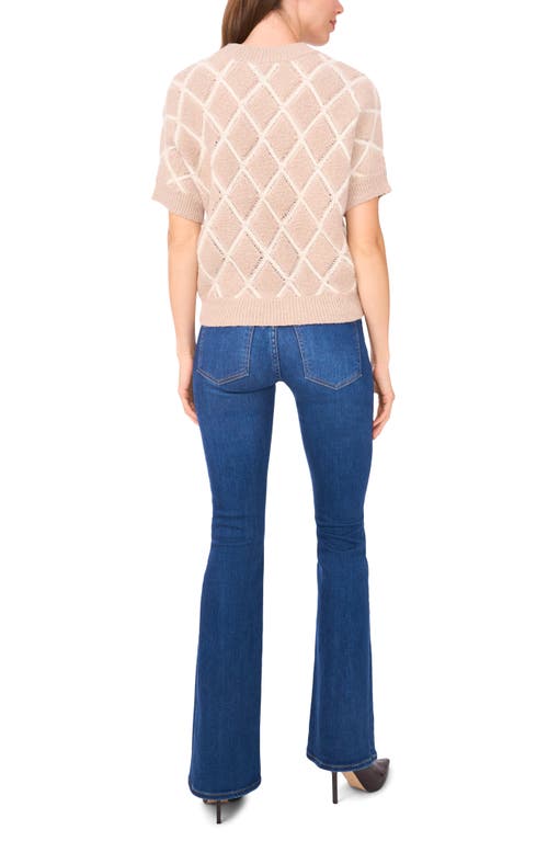 Halogenr Halogen(r) Short Sleeve Diamond Stitch Sweater