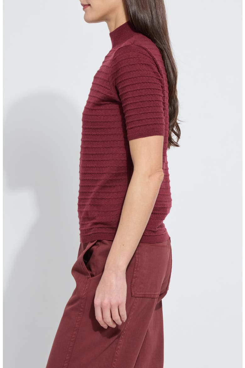 Lottie Mock Neck Short Sleeve Sweater, Alternate, color, BRNT MAH