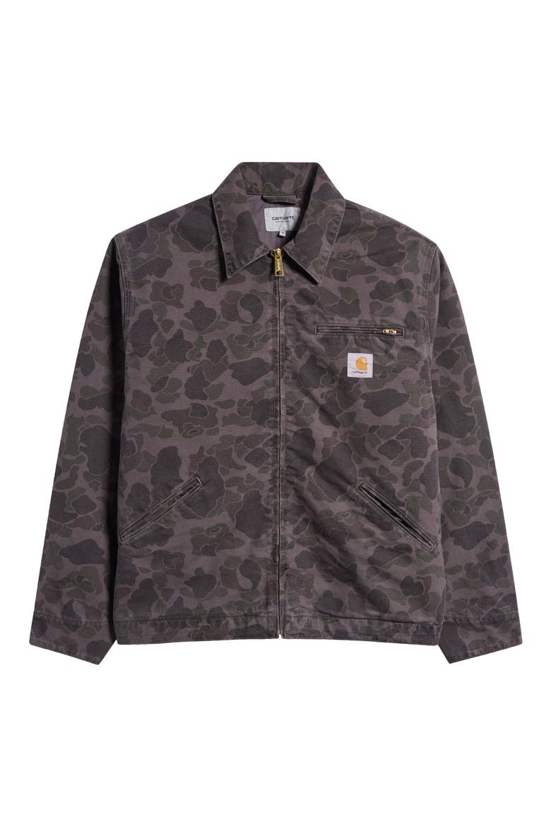 carhartt wip DUCK DETROIT JACKET 　S Duck Detroit Camo Organic Cotton Canvas Zip Jacket (Men) | Nordstrom