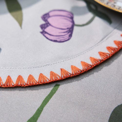Sophie Williamson Design Picnic On The Meadow Set-of-six Cotton Placemats In Gray