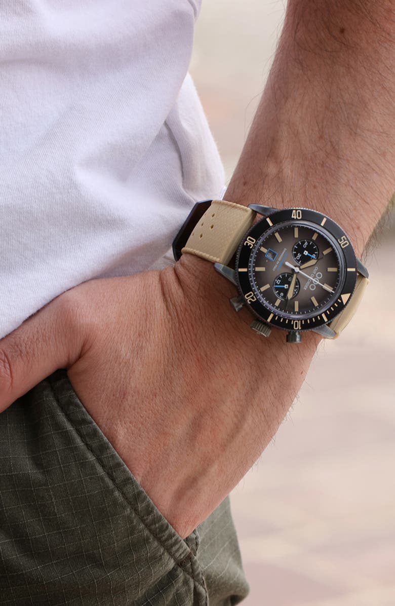 OUT OF ORDER Pilot Cronografo Chronograph Silicone Strap Watch, 43mm, Alternate, color, Beige/ Grey